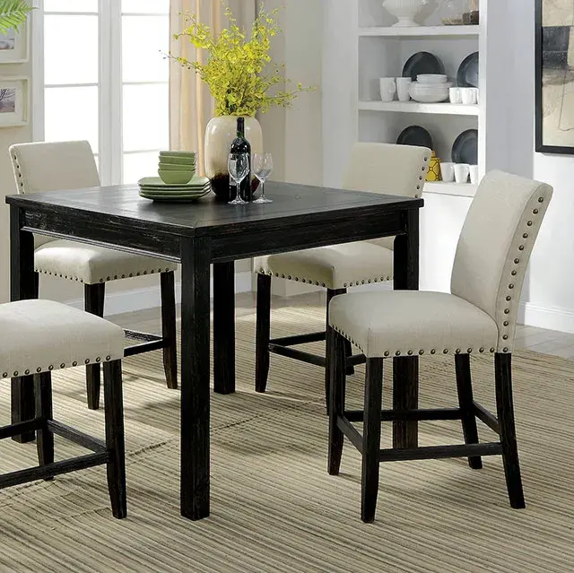 Rustic Antique Black Dining Set (Kristie) — Dining Table, view 3