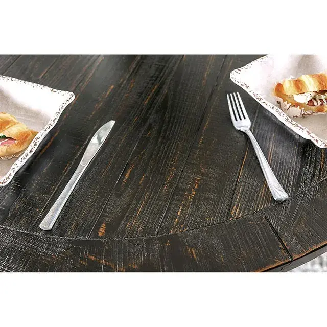 Rustic Antique Black, Ivory Dining Set — Dining Table, view 3