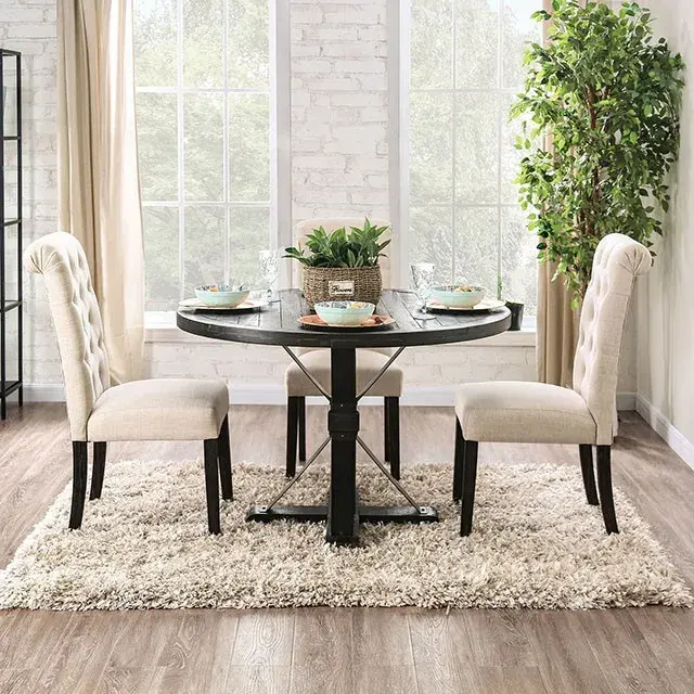 Rustic Antique Black, Ivory Dining Set — Dining Table, view 6