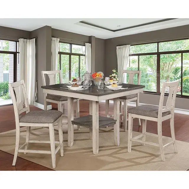 Rustic Antique White, Gray Dining Set — Dining Table, main view