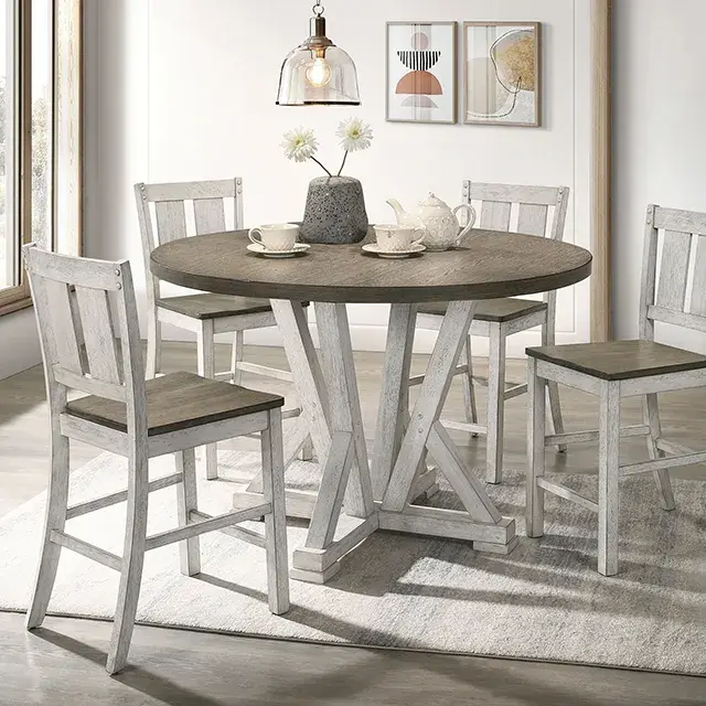 Rustic Antique White/Ash Brown Dining Set — Dining Table, main view