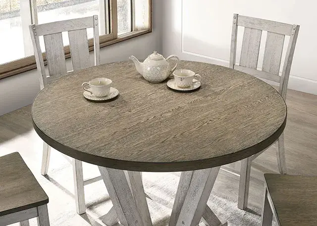 Rustic Antique White/Ash Brown Dining Set — Dining Table, view 2