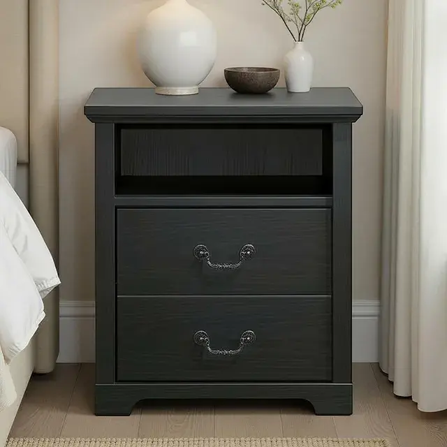 Rustic Black Nightstand — Nightstand, main view