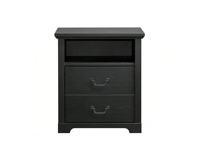 Rustic Black Nightstand — Nightstand, view 3