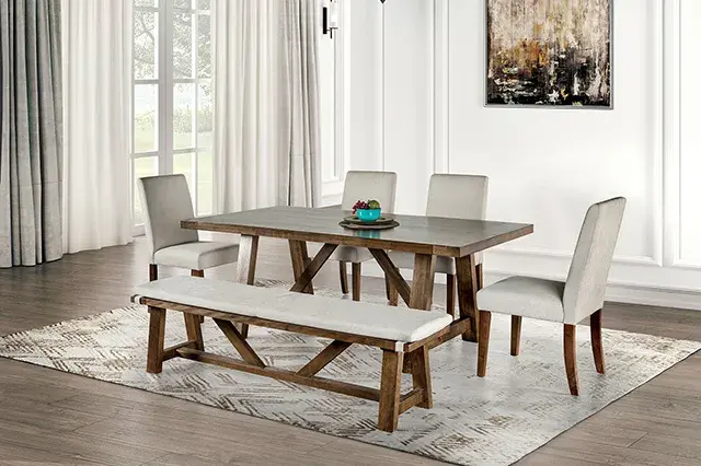 Rustic Brown Dining Set — Dining Table, view 6
