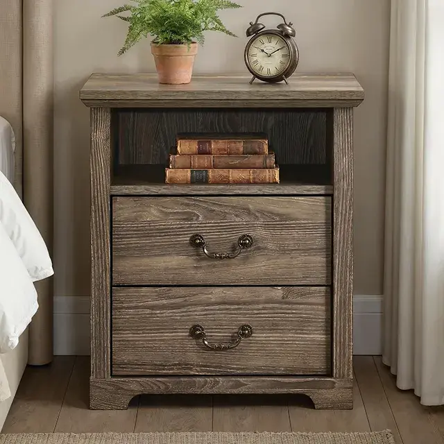 Rustic Dark Gray Nightstand — Nightstand, view 3