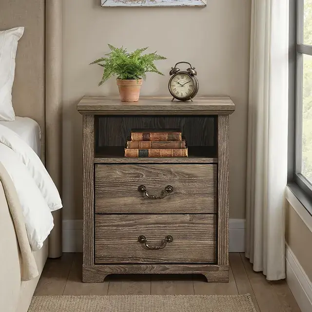 Rustic Dark Gray Nightstand — Nightstand, view 4