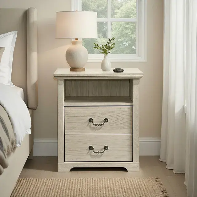 Rustic Distressed Oak Nightstand — Nightstand, view 2