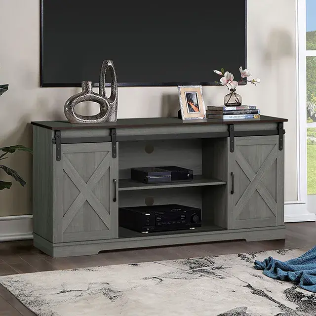 Rustic Farmhouse Brown/Gray TV Console, custom commercial furniture by DMD Furnishing
