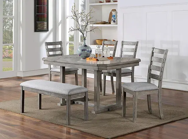 Rustic Gray Dining Set — Dining Table, view 5
