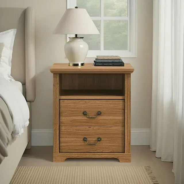 Rustic Walnut Nightstand — Nightstand, view 2