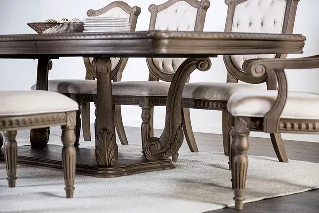 Rustic Weathered Oak Dining Set — Dining Table, view 3