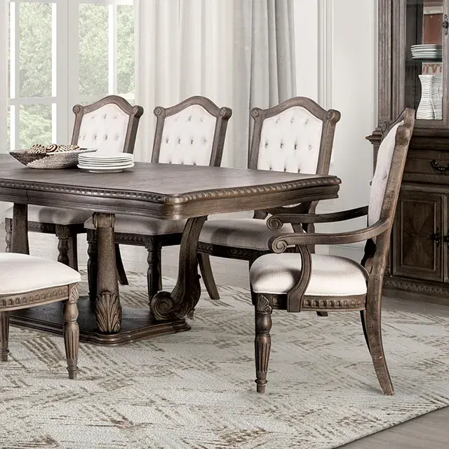 Rustic Weathered Oak Dining Set — Dining Table, view 6