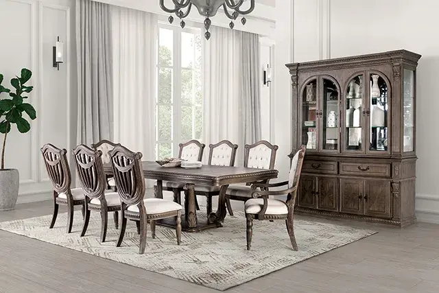 Rustic Weathered Oak Dining Set — Dining Table, view 7
