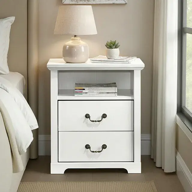 Rustic White Nightstand — Nightstand, view 2