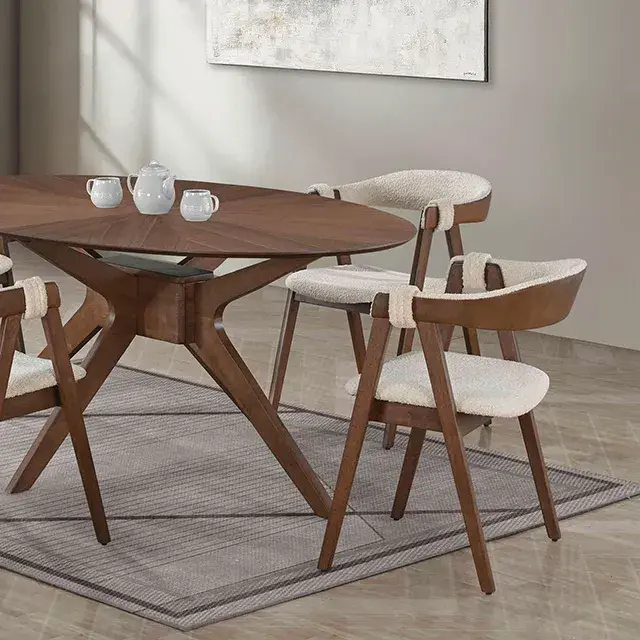 Table + 4 Chairs Mid-Century Modern Dining Set — Dining Table, view 2