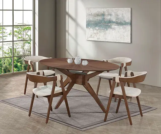 Table + 4 Chairs Mid-Century Modern Dining Set — Dining Table, view 3