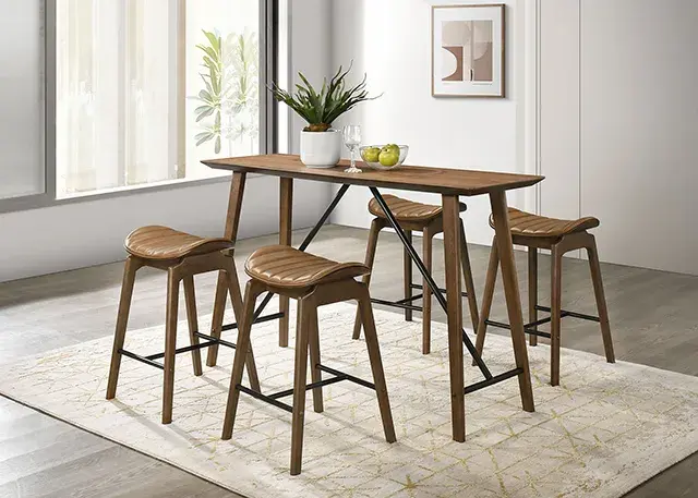 Table + 4 Chairs Mid-century Modern Dining Set (Klamath) — Dining Table, view 3