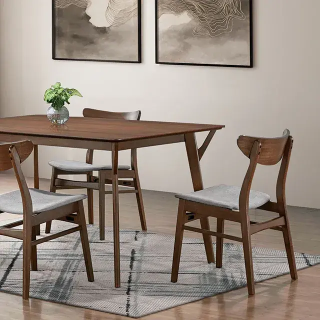 Table + 4 Chairs Mid-Century Modern Dining Set (Skien) — Dining Table, main view