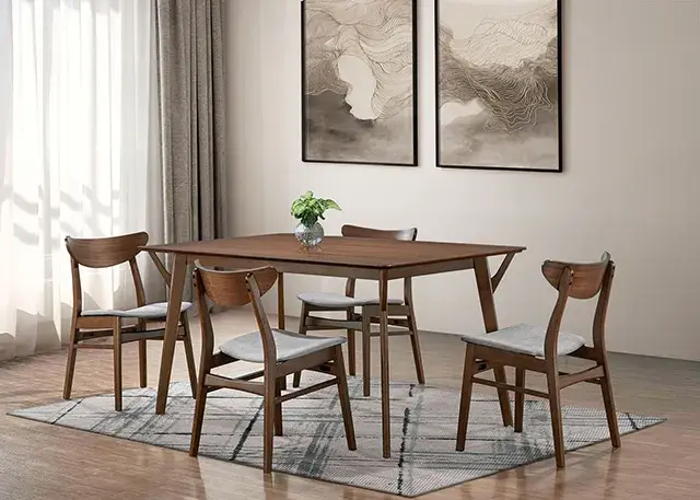 Table + 4 Chairs Mid-Century Modern Dining Set (Skien) — Dining Table, view 3