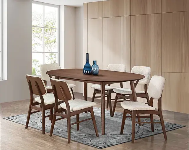 Table + 6 Chairs Mid-Century Modern Dining Set (Uzwil) — Dining Table, view 3