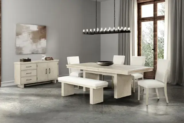 Table + 6 Chairs Modern Farmhouse Dining Set — Dining Table, main view