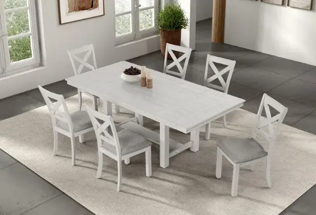 Table + 6 Chairs Rustic Farmhouse Dining Set — Dining Table, view 8