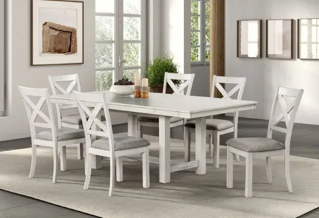 Table + 6 Chairs Rustic Farmhouse Dining Set — Dining Table, view 9