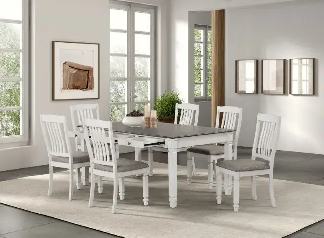 Table + 6 Chairs Rustic Farmhouse Dining Set (Pendola) — Dining Table, view 8