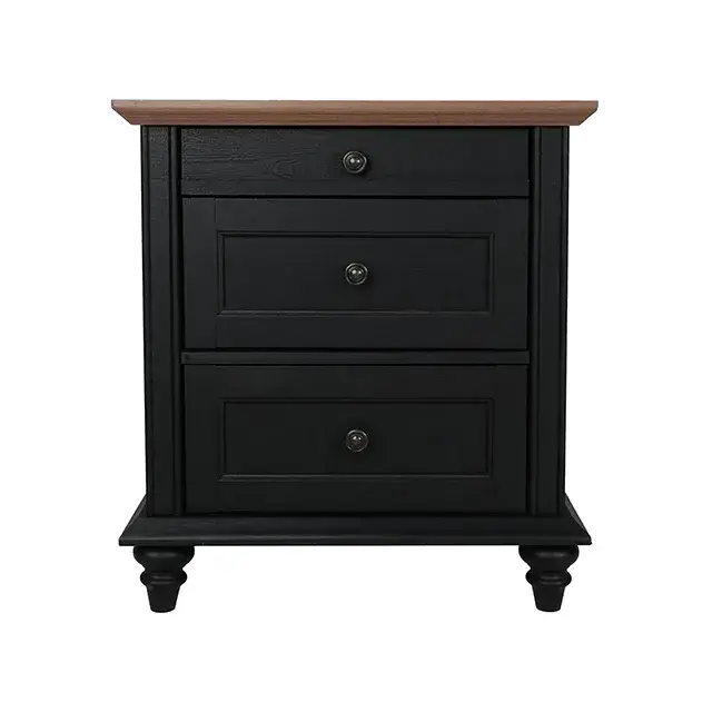 Traditional Black/Natural Nightstand — Nightstand, view 2
