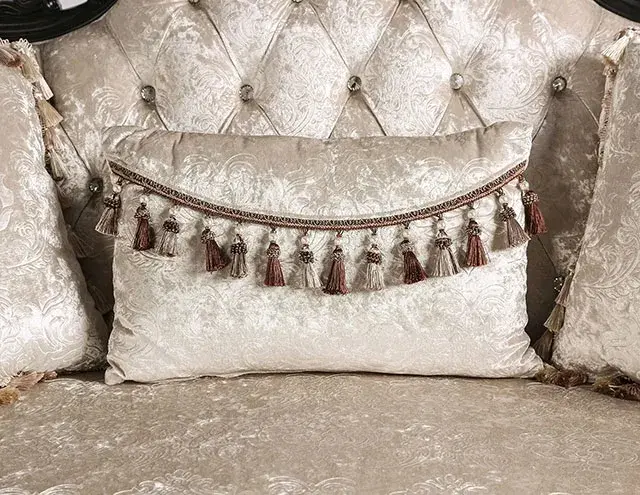 Traditional Black/Off-White Loveseat — Sofa, view 7