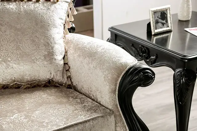 Traditional Black/Off-White Sofa — Sofa, view 4