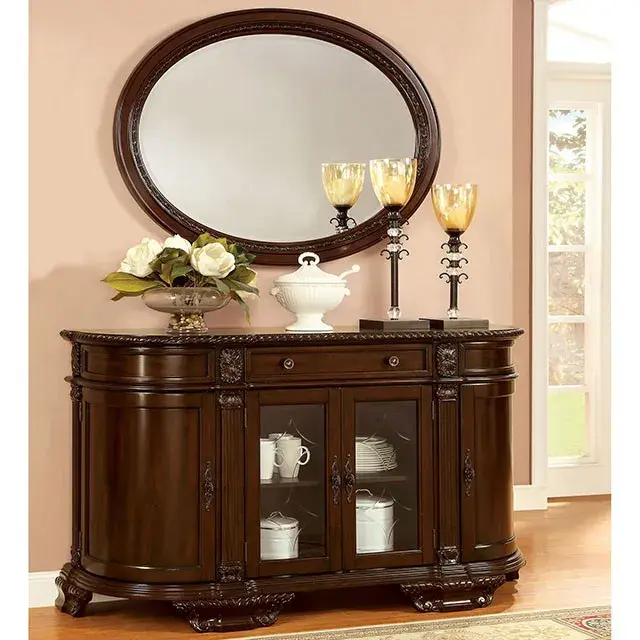 Traditional Brown Cherry Dining Set — Dining Table, view 3