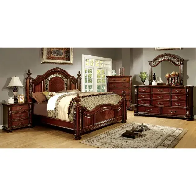 Traditional Brown Cherry Nightstand — Nightstand, view 2