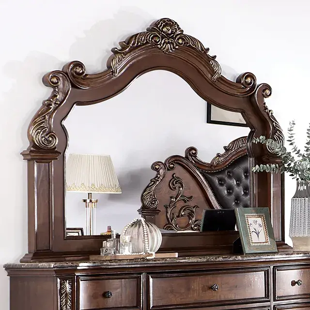 Traditional Brown Cherry Nightstand (Esparanza) — Nightstand, view 3