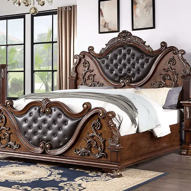Traditional Brown Cherry Nightstand (Esparanza) — Nightstand, view 4