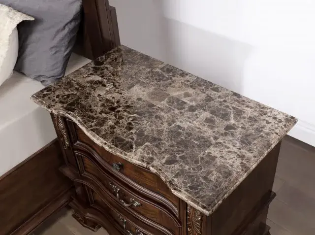 Traditional Brown Cherry Nightstand (Esparanza) — Nightstand, view 5
