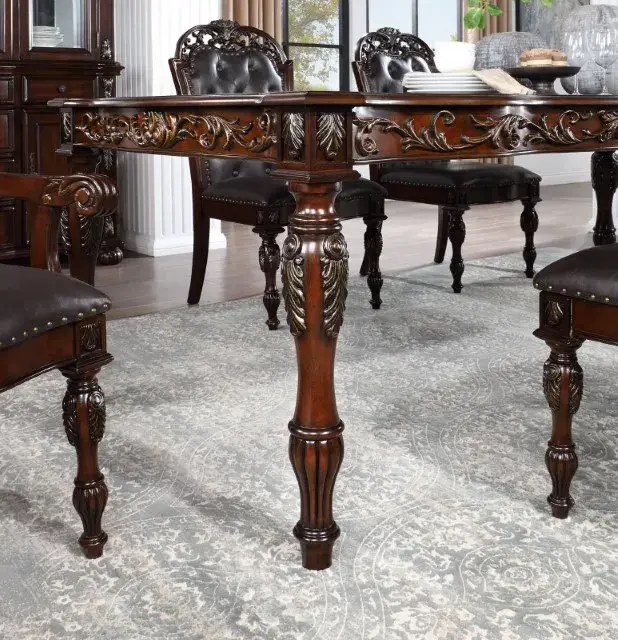 Traditional Brown Cherry/Espresso Dining Set — Dining Table, view 4