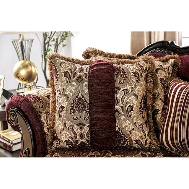 Traditional Burgundy, Brown Loveseat — Sofa, view 3