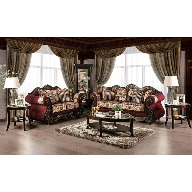 Traditional Burgundy, Brown Sofa — Sofa, view 10