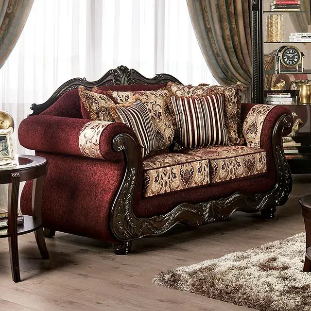 Traditional Burgundy, Brown Sofa — Sofa, view 11
