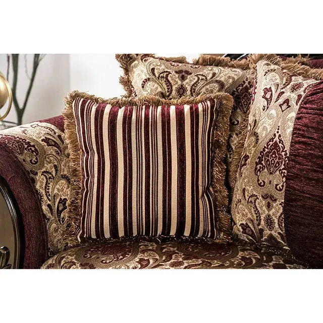 Traditional Burgundy, Brown Sofa — Sofa, view 2