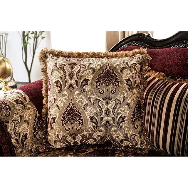 Traditional Burgundy, Brown Sofa — Sofa, view 4