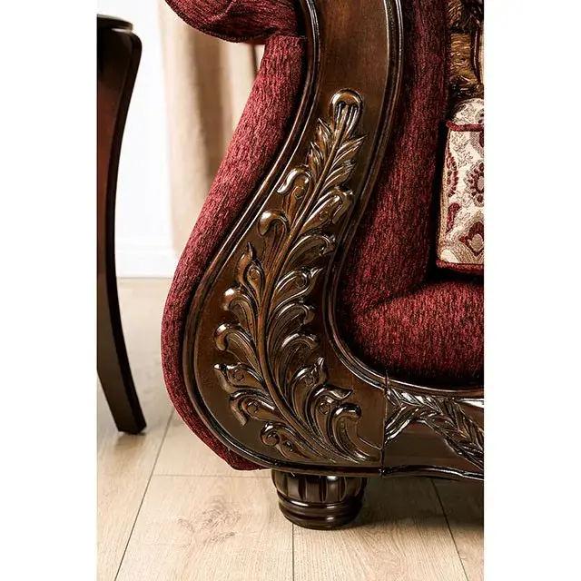 Traditional Burgundy, Brown Sofa — Sofa, view 5