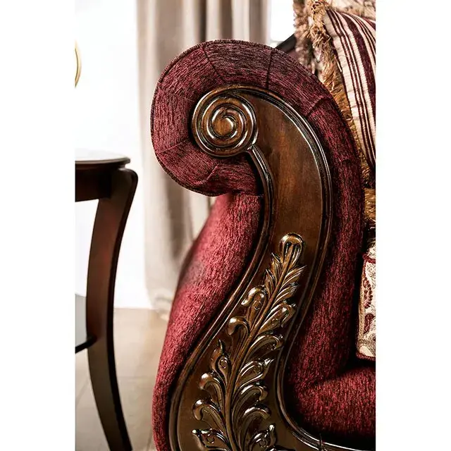 Traditional Burgundy, Brown Sofa — Sofa, view 6