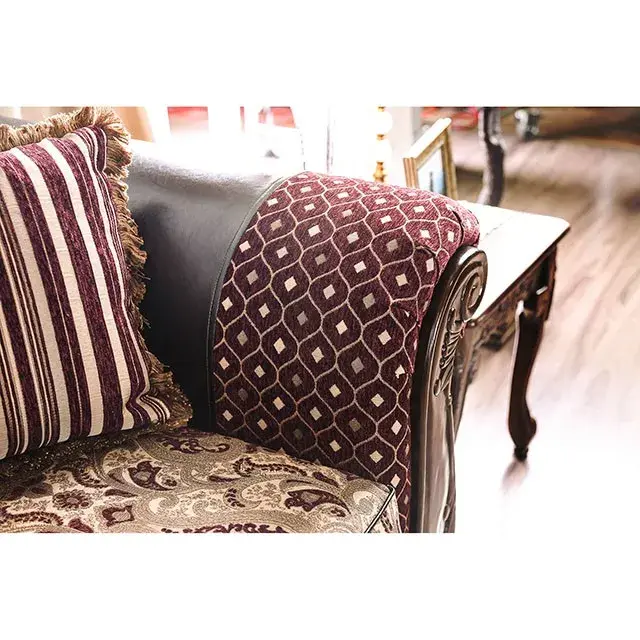 Traditional Burgundy, Dark Brown Loveseat — Sofa, view 3