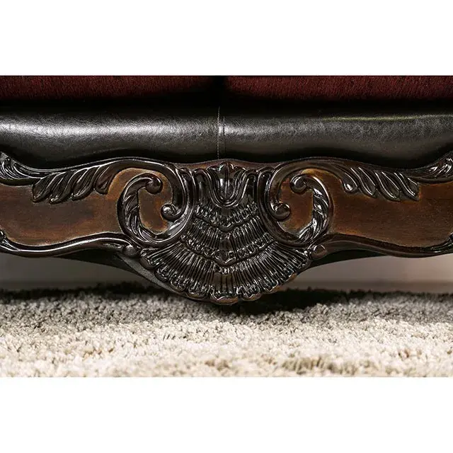 Traditional Burgundy, Dark Brown Loveseat — Sofa, view 5