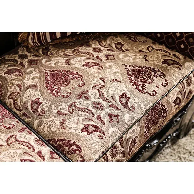 Traditional Burgundy, Dark Brown Sofa — Sofa, view 2