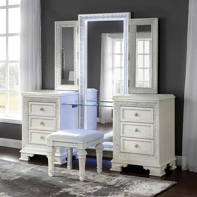 Traditional Creamy White Nightstand — Nightstand, view 7