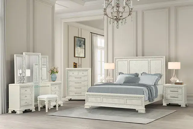 Traditional Creamy White Nightstand — Nightstand, view 8